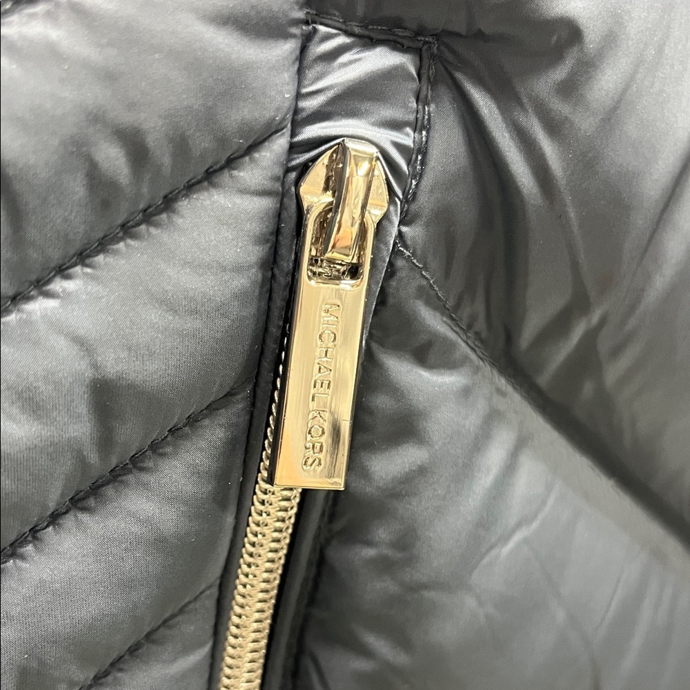 Michael Kors Packable Down Long Puffer Coat in Chevron Quilted Blue/Gray Size M - Picture 4 of 8